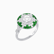 Vintage Inspired Round Diamond and Gemstone Ring - Shahin Jewelry
